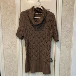 Cozy Brown Cowl Knit Sweater Dress